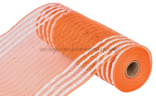 10.25’’X10Yd Matte/Metallic Border Mesh Orange/White Ry851681