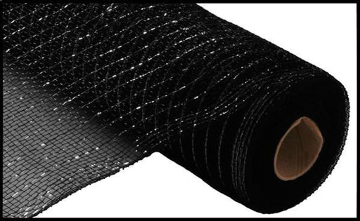10.25"X10Yd Metallic Mesh Black W/Black Foil RE130102 - DecoExchange