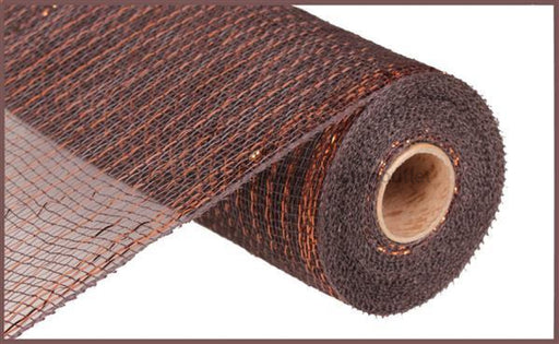 10.25"X10YD METALLIC MESH CHOCOLATE W/COPPER FOIL RE1301E2 - DecoExchange