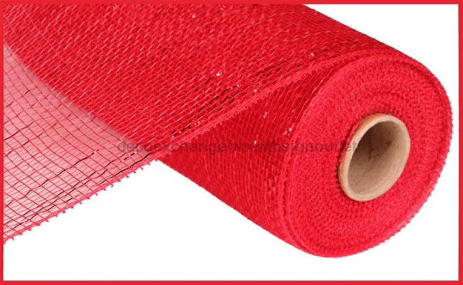 10.25"X10Yd Metallic Mesh Red With Red Foil RE130124 - DecoExchange