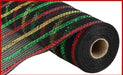 10.25’X10Yd Metallic Poly/Faux Jute Mesh Black/Red/Gold/Emerald Ry8019Ck