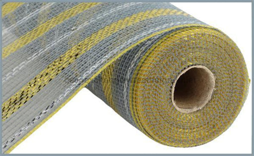 10.25"X10Yd Poly/Faux Jute/Metallic Mesh Grey/Silver/Gold RY8020CH - DecoExchange®