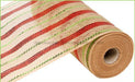 10.25"X10Yd Poly/Jute/Metallic Mesh Natural/Red/Lime Green RY800934 - DecoExchange