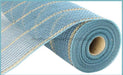 10.25"X10Yd Poly/Jute/Metallic Mesh Smoke Blue/Matte Gold RY8329W8 - DecoExchange®