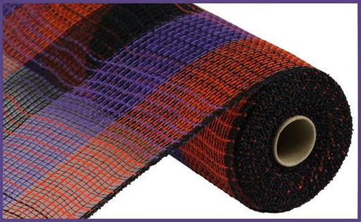 10.25"X10Yd Pp/Faux Jute Wide Check Mesh Black/Purple/Orange RY8317D5 - DecoExchange