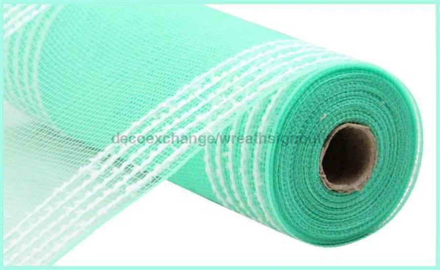 10.25"X10Yd Snowdrift/Wide Border Mesh Mint Green/White RY8115Y6 - DecoExchange®