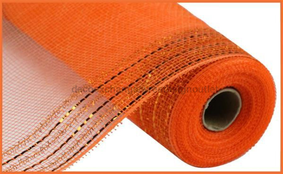 10.25X10Yd Tinsel/Foil Wide Border Mesh Orange Ry850720