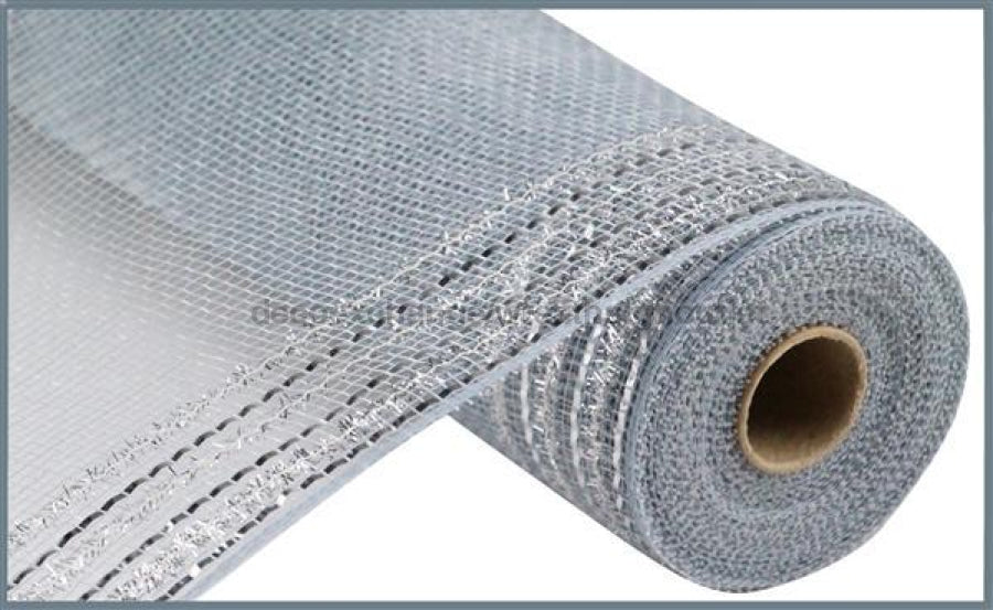 10.25"X10Yd Tinsel/Foil Wide Border Mesh Silver RY850726 - DecoExchange®