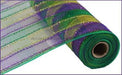 10.25’X10Yd Tinsel/Pp Check Mardi Gras Ry841173 Mesh