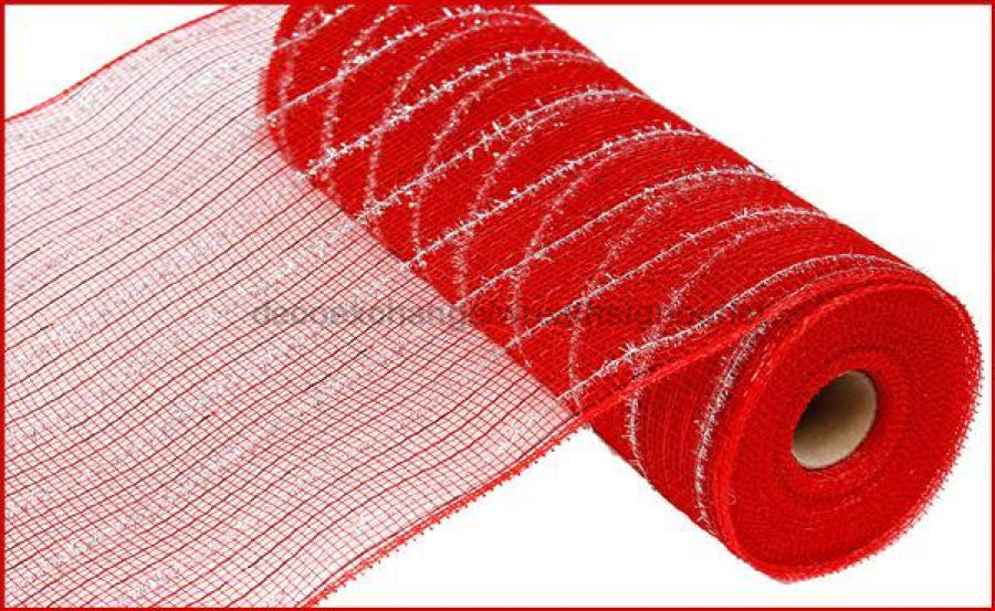 10.25"X10Yd Tinsel/Pp/Foil Mesh Red/Silver RY840069 - DecoExchange