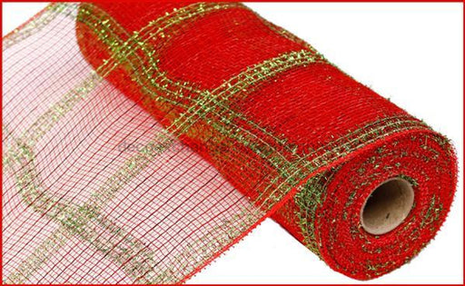 10.25X10Yd Wide Tinsel/Pp/Foil Check Red/Lime Ry840234 Mesh