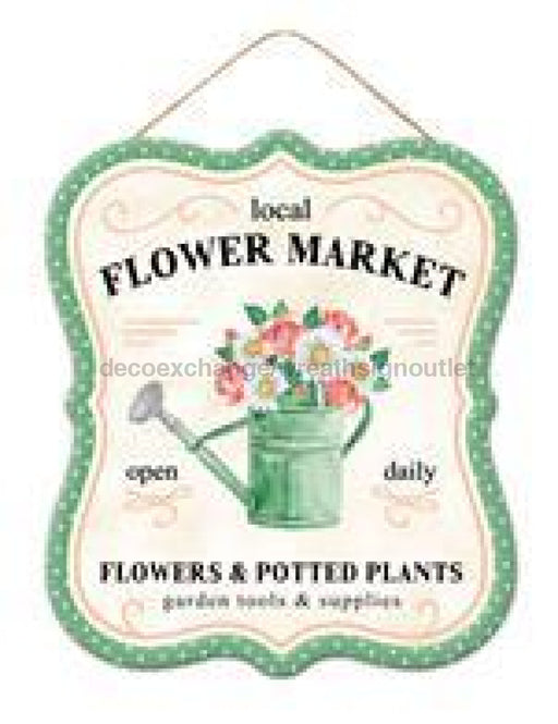 10.5"H X 9"L Local Flower Market Sign Cream/Mint/Peach/Pink AP7186 - DecoExchange