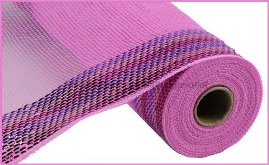 10.5"X10Yd Border Stripe Metallic Mesh Pink/Lavender/Hot Pink RY8504H4 - DecoExchange