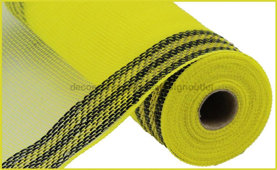 10.5"X10YD BORDER STRIPE METALLIC MESH YELLOW/BLACK RY8503F4 - DecoExchange