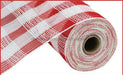 10.5"X10Yd Cotton/Faux Jute Check Mesh Red/White RY830749 - DecoExchange