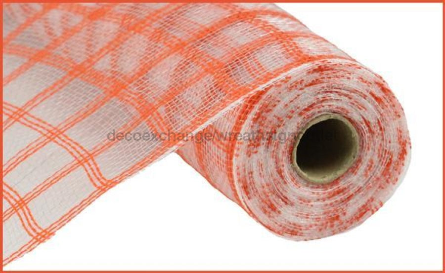 10.5"X10YD FAUX JUTE CHECK MESH ORANGE RY830620 - DecoExchange