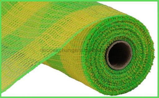 10.5"X10Yd Faux Jute/Pp Large Check Yellow/Fresh Green RY8315B3 - DecoExchange