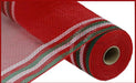 10.5"X10Yd Faux Jute/Pp/Border Stripe Emerald/Red/White RY8326C1 - DecoExchange