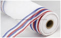 10.5"X10yd Faux Jute/Pp/Border Stripe RY8326M1 Red/White/Blue On White - DecoExchange