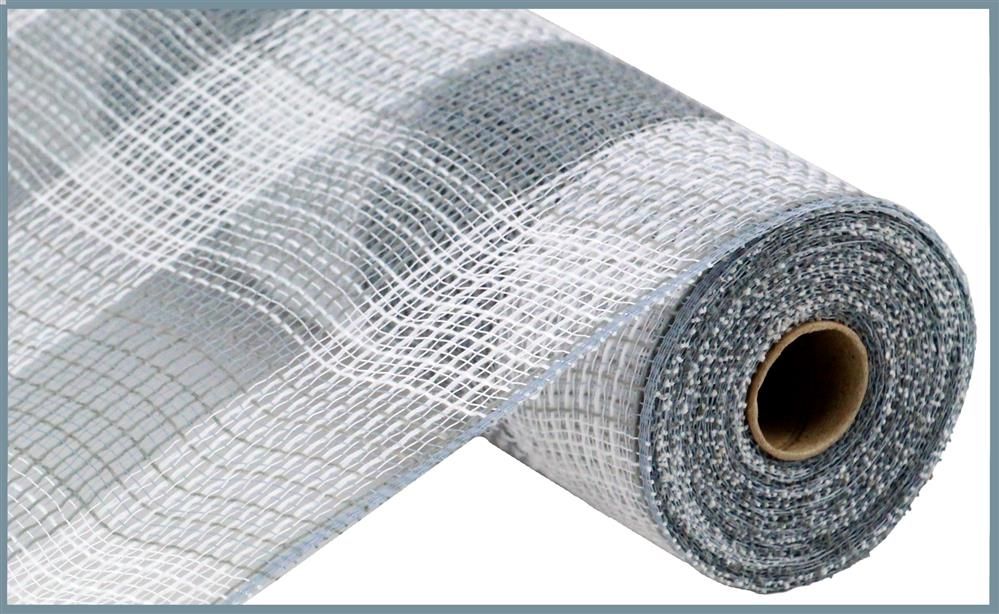 10.5"X10Yd Faux Jute/Pp Large Check White/Grey RY8315J8 - DecoExchange