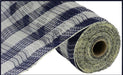 10.25"X10Yd Faux Jute/Pp Small Check Navy/Cream RY8320B7 - DecoExchange