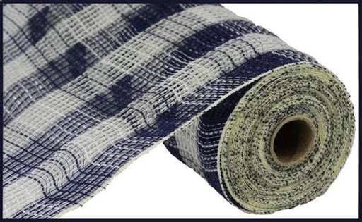 10.25"X10Yd Faux Jute/Pp Small Check Navy/Cream RY8320B7 - DecoExchange