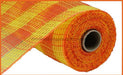10.5"X10Yd Faux Jute/Pp Small Check Yellow/Orange RY8320B4 - DecoExchange