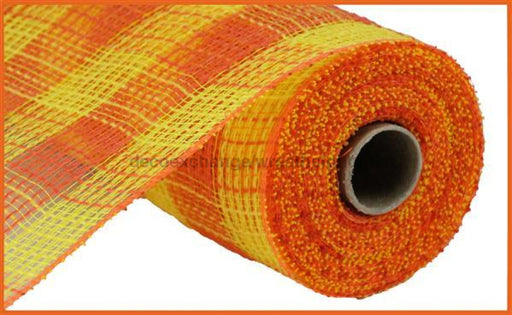 10.5"X10Yd Faux Jute/Pp Small Check Yellow/Orange RY8320B4 - DecoExchange