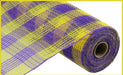 10.5"X10Yd Faux Jute/Pp Small Check Yellow/Purple RY8320J6 - DecoExchange