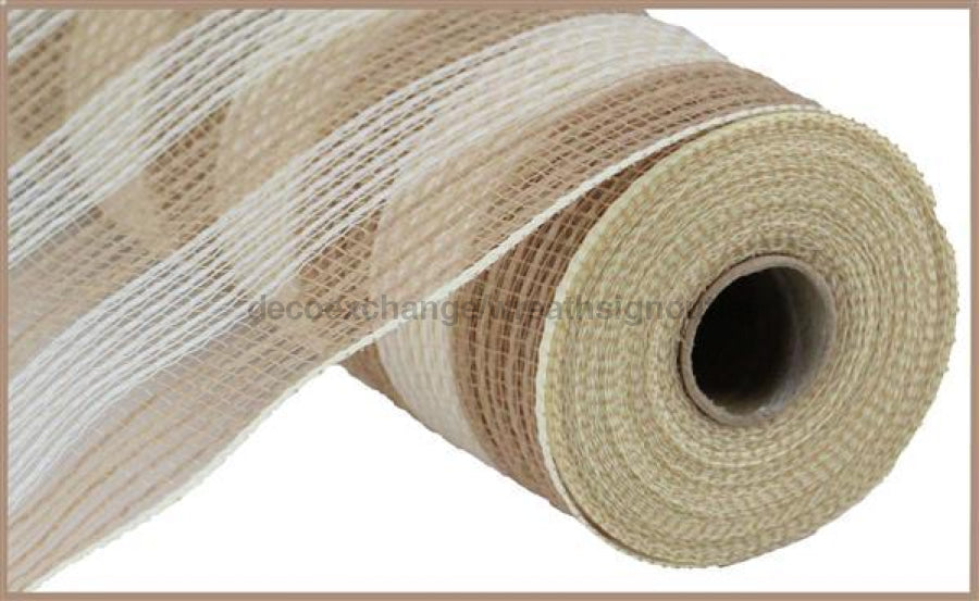 10.5"X10Yd Faux Jute/Pp Small Stripe Natural/Cream RY831954 - DecoExchange