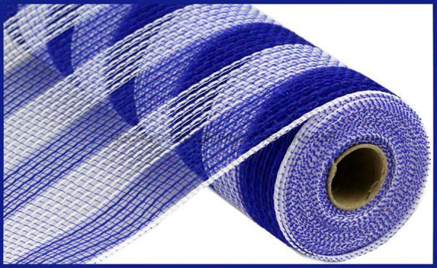 10.5"X10Yd Faux Jute/Pp Small Stripe Royal Blue/White RY831965 - DecoExchange