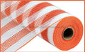 10.25"X10Yd Faux Jute/Pp Small Stripe White/Orange RY8319J7 - DecoExchange