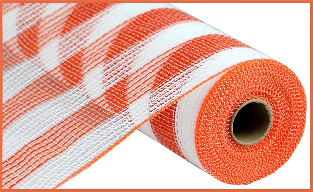 10.5"X10Yd Faux Jute/Pp Small Stripe White/Orange RY8319J7 - DecoExchange