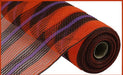 10.5"X10YD FAUX JUTE/PP STRIPE MESH ORANGE/BLACK/PURPLE RY8327E9 - DecoExchange