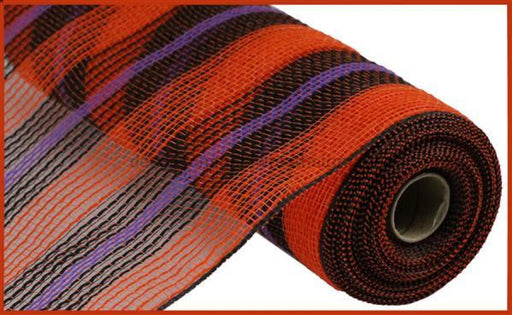 10.5"X10YD FAUX JUTE/PP STRIPE MESH ORANGE/BLACK/PURPLE RY8327E9 - DecoExchange