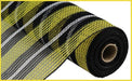 10.5"X10yd Faux Jute/Pp Stripe Mesh RY8327J9 Yellow/Black/White - DecoExchange