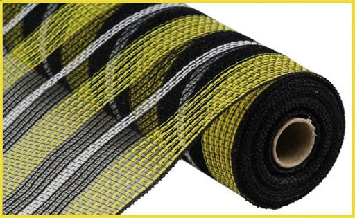 10.5"X10yd Faux Jute/Pp Stripe Mesh RY8327J9 Yellow/Black/White - DecoExchange
