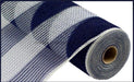 10.5"X10Yd Faux Jute/Pp Wide Stripe Navy/Cream RY8314B7 - DecoExchange