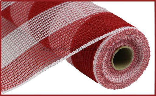 10.5"X10Yd Faux Jute/Pp Wide Stripe Red/White RY831449 - DecoExchange