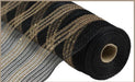 10.5"X10Yd Metallic/Faux Jute/Pp Stripe Black/Matte Gold RY8328F8 - DecoExchange