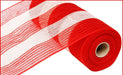 10.5"X10Yd Poly/Faux Jute/Cotton Stripe Red/White RY800449 - DecoExchange