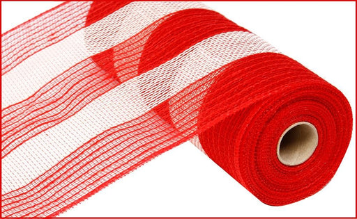 10.5"X10Yd Poly/Faux Jute/Cotton Stripe Red/White RY800449 - DecoExchange