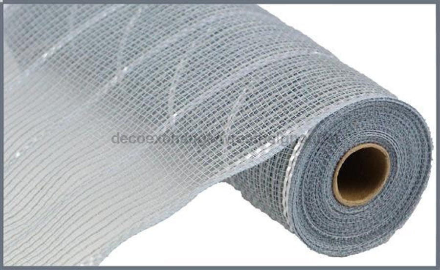 10.5"X10Yd Poly/Jute/Metallic Mesh Grey/Matte Silver RY832999 - DecoExchange