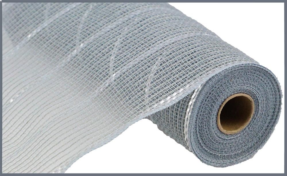 10.5"X10Yd Poly/Jute/Metallic Mesh Grey/Matte Silver RY832999 - DecoExchange