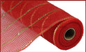 10.5"X10Yd Poly/Jute/Metallic Mesh Red/Matte Gold RY832939 - DecoExchange