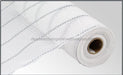 10.5"X10Yd Poly/Jute/Metallic Mesh White/Matte Silver RY832998 - DecoExchange