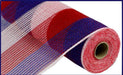 10.5"X10Yd Pp/Faux Jute Wide Stripe Mesh Red/White/Blue RY8316D1 - DecoExchange