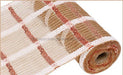 10.5"X10YD SNOWDRIFT/JUTE/TINSEL CHECK Natural/Red/White RY810678 - DecoExchange