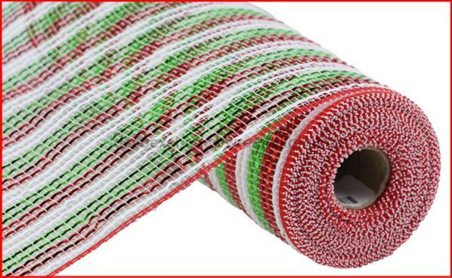 10.5"X10Yd Wide Foil Mesh Red/White/Lime RY801793 - DecoExchange