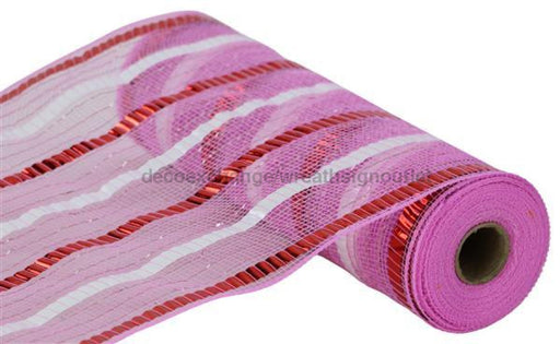 10.5X10Yd Xl Wide Foil Stripe Mesh Pink/Red/White Ry8514T2